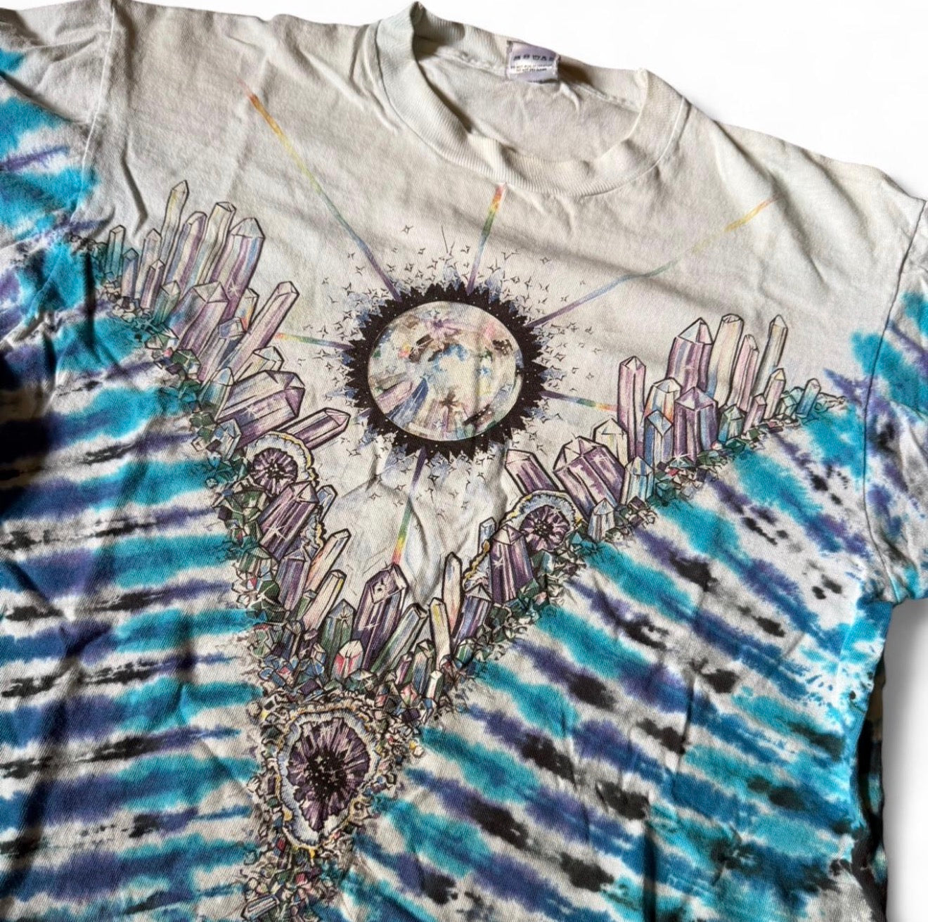 Vintage 90a Liquid Blue Crystals T-shirt