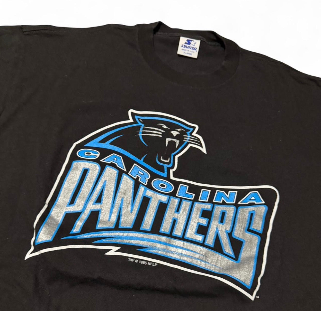Black vintage 90s Carolina Panthers NFL tee