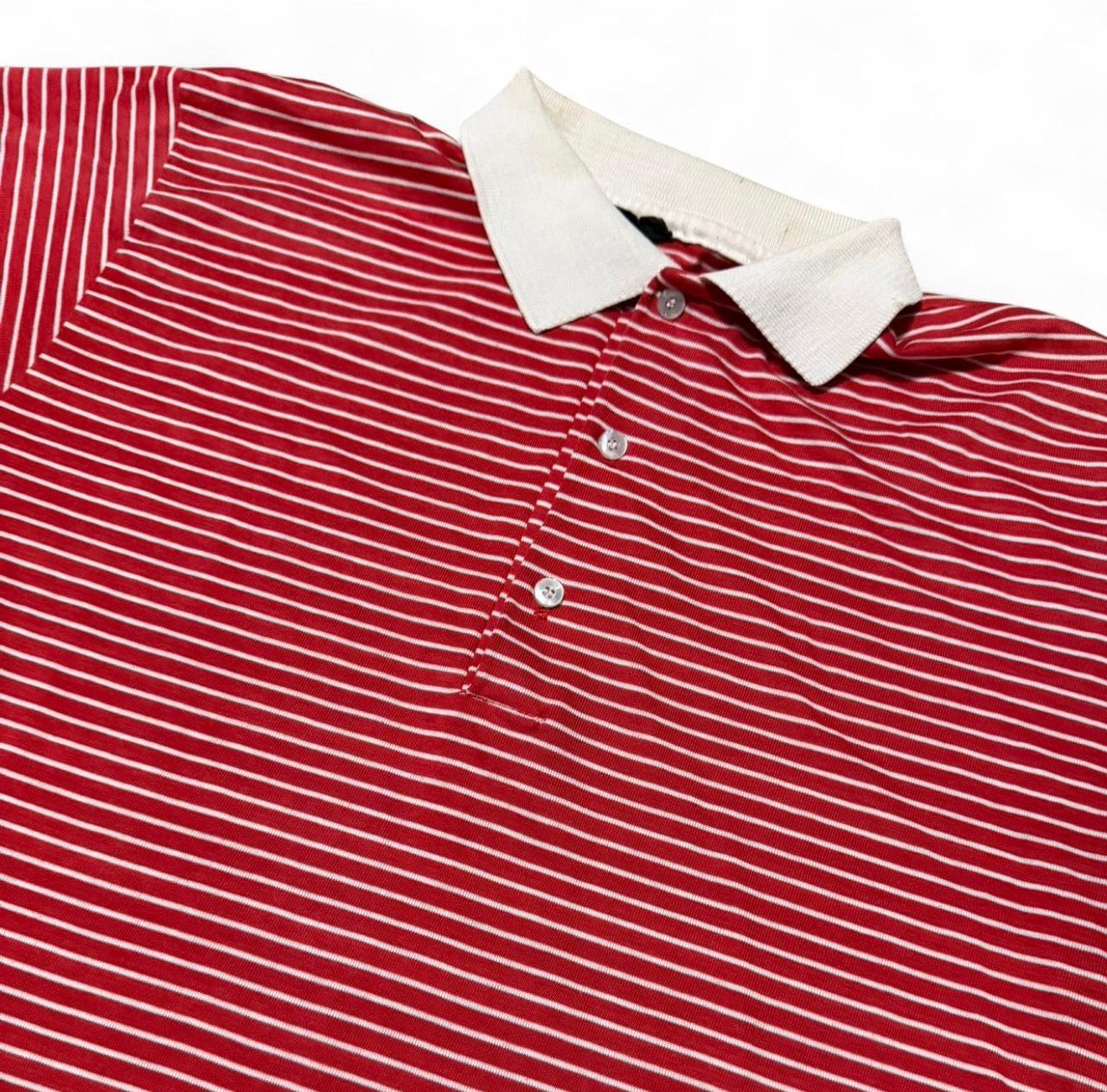 Vintage 80s Red / White Stripped Polo