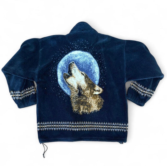 Vintage Bear Ridge Wolf Fleece Zip Up