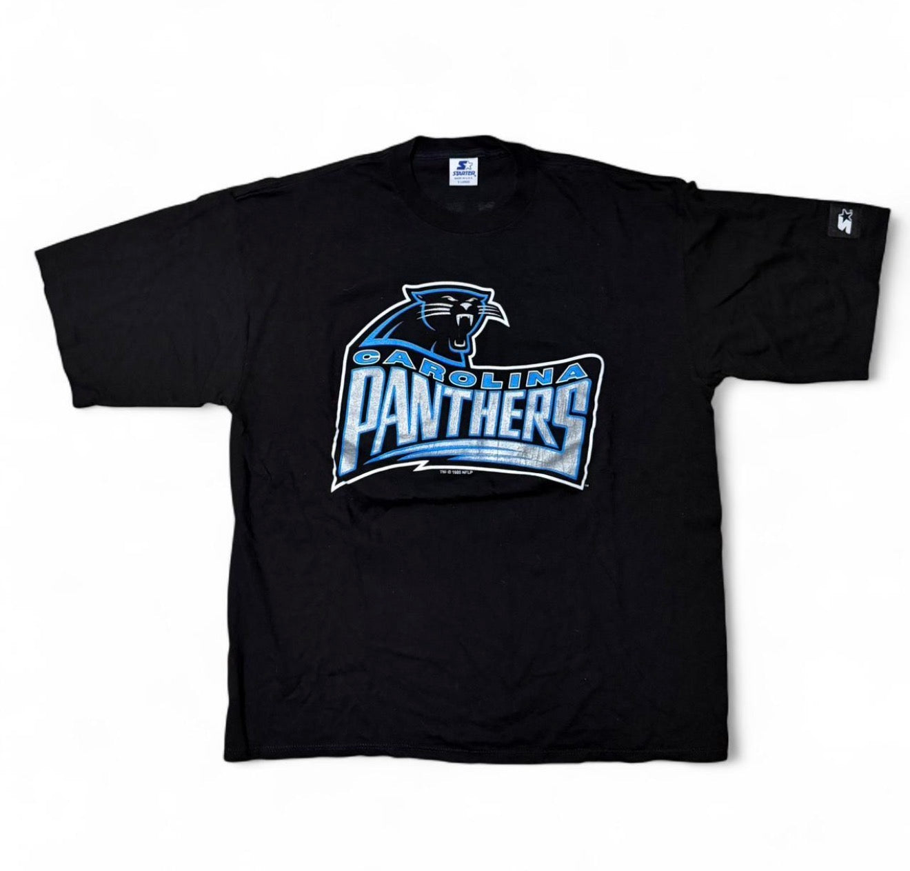 Black vintage 90s Carolina Panthers NFL tee
