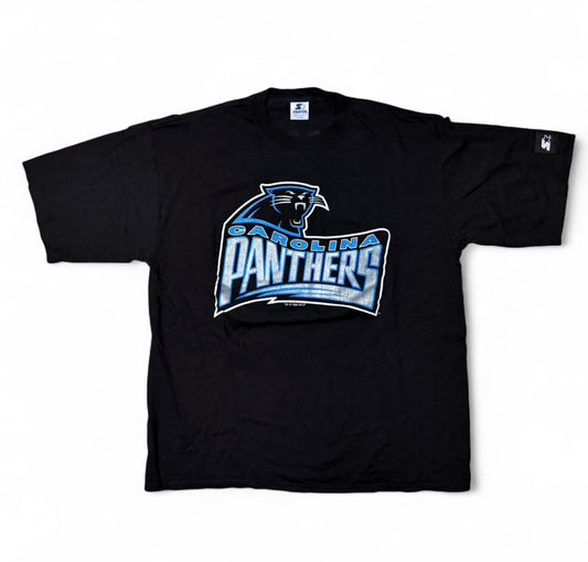 Black vintage 90s Carolina Panthers NFL tee