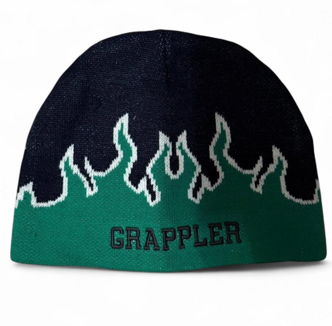 Grappler Green Flame Skully Beanie